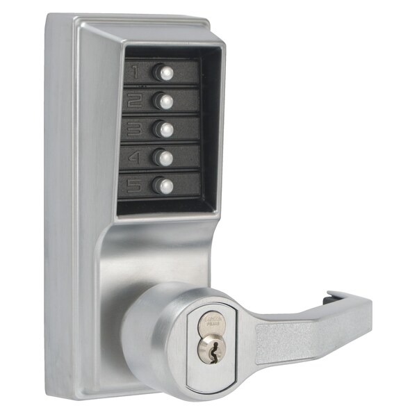Kaba Left Hand Mechanical Pushbutton Lever Lock with Key Override; Best Prep and 2-3/4in